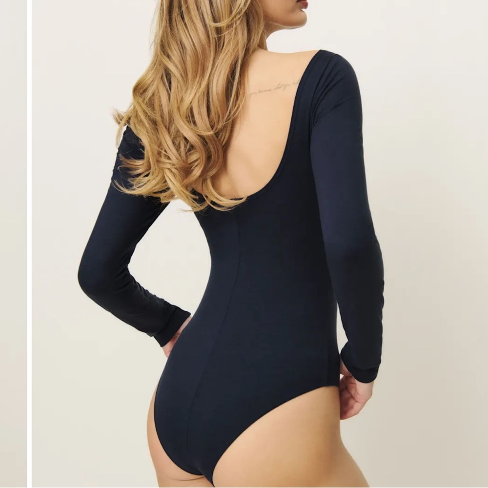 Reformation Black Long Sleeve Bodysuit